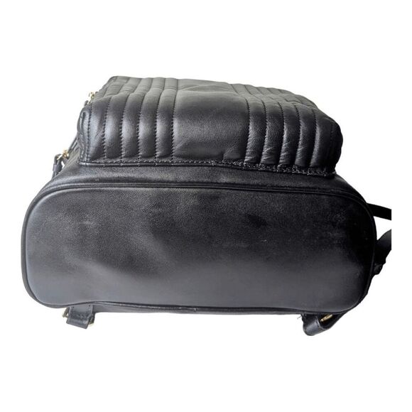 MARK AND GRAHAM Black Quilted Leather Backpack - Picture 6 of 9